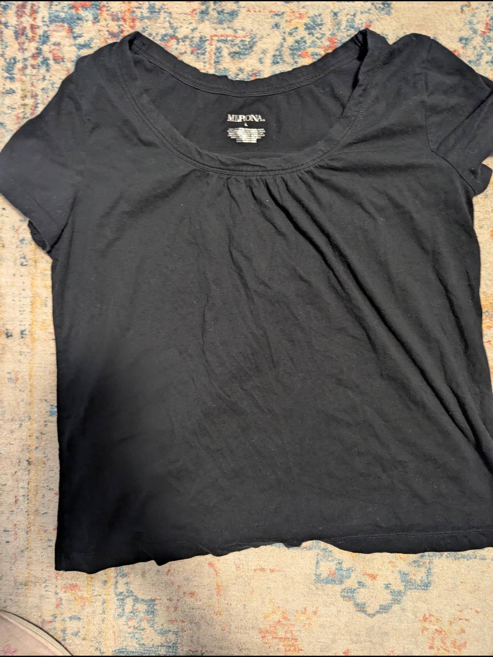 Merona Black Short Sleeve Scoop Neck Tee
